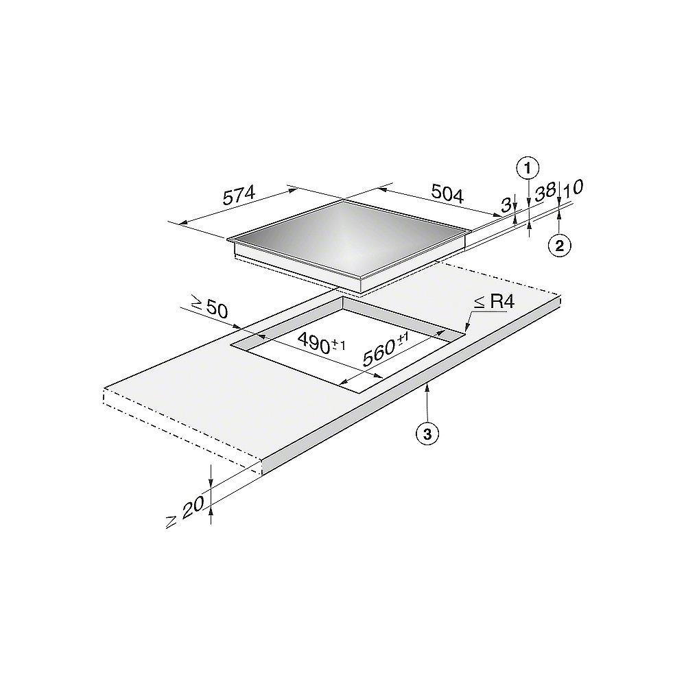 Miele KM 6012 Glaskeramik-Einbau-Kombinations-Kochfeld Edelstahl