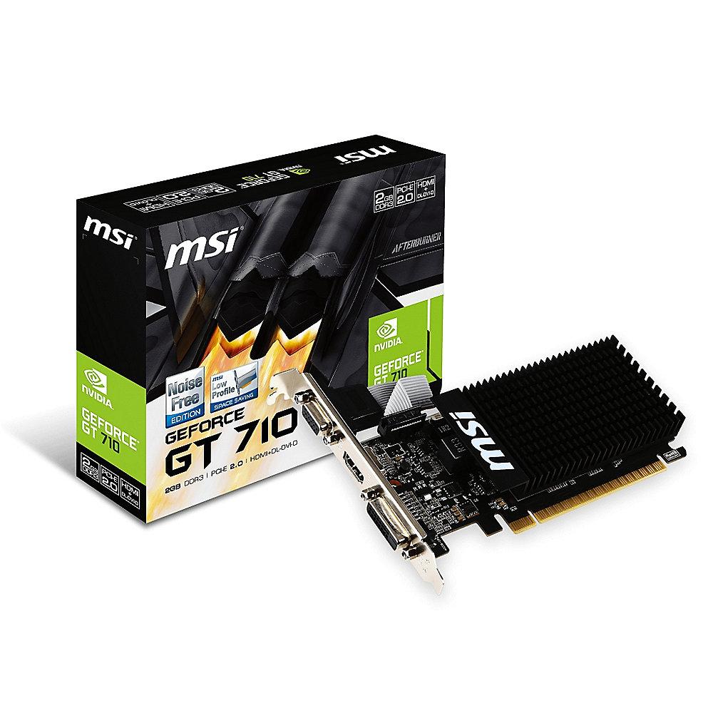 MSI GeForce GT 710 2GB DDR3 Grafikkarte DVI/VGA/HDMI Low Profile passiv