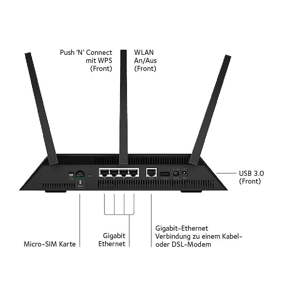 Netgear AC1900 R7100LG Nighthawk 1900MBit Dualband WLAN-ac Gigabit Router