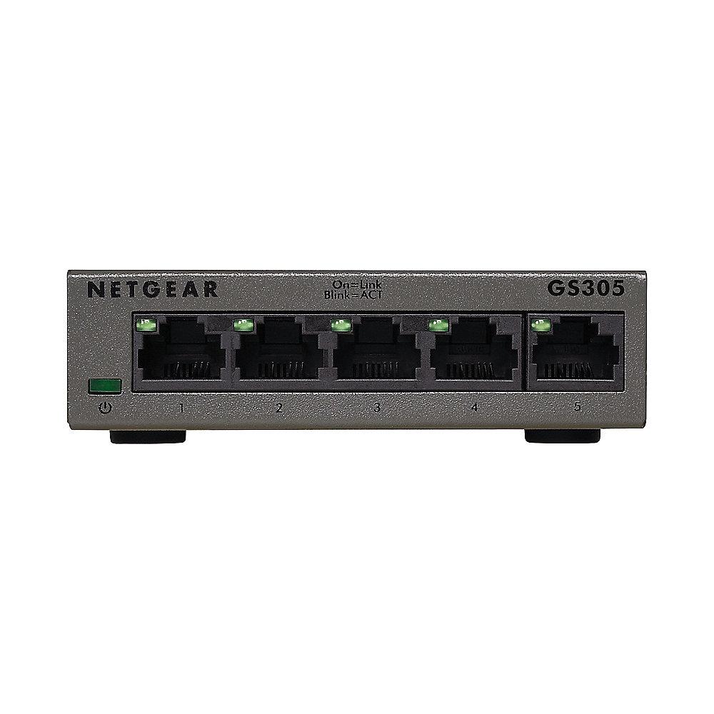 Netgear GS305-100PES 5-Port Gigabit Switch mit Metallgehäuse