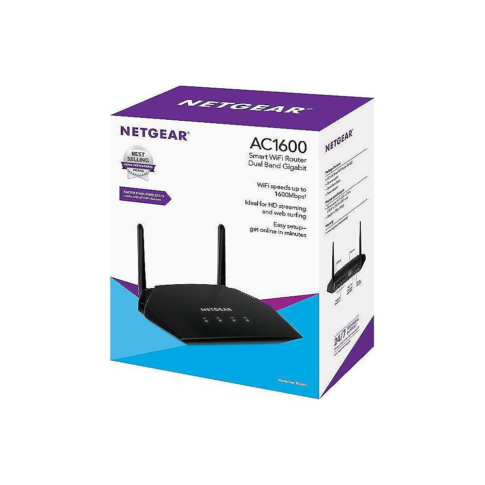 Netgear R6260 AC1600 Smart WLAN Router mit externen Antennen