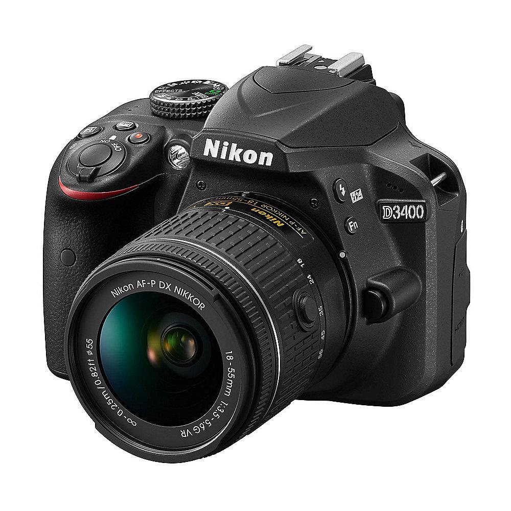 Nikon D3400 Kit AF-P DX 18-55mm G VR Spiegelreflexkamera schwarz