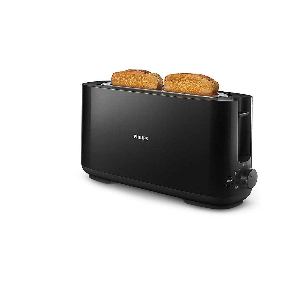 Philips HD2590/90 Daily Collection Langschlitz-Toaster schwarz Brötchenaufsatz
