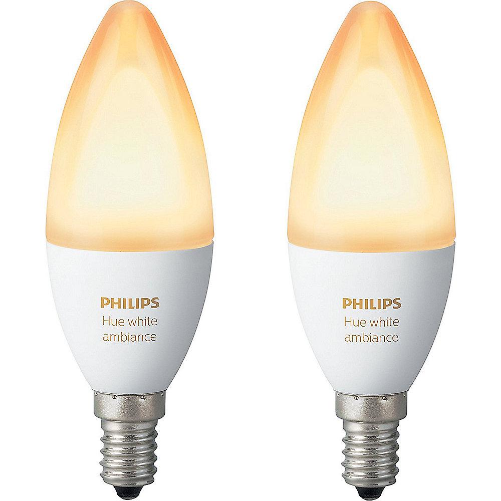 Philips Hue White Ambiance E14 LED Kerze Doppelpack   Bridge