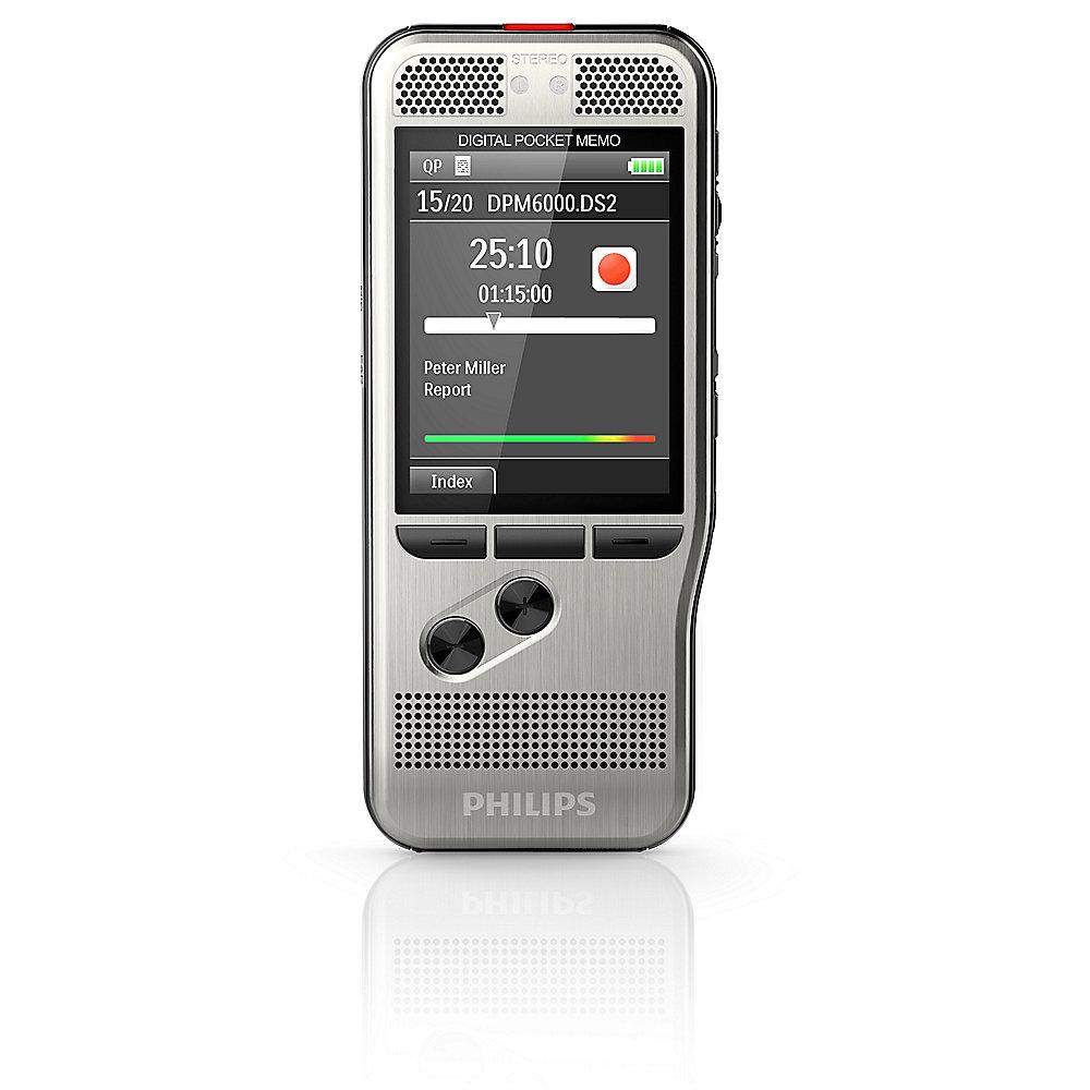 Philips Pocket Memo DPM6000 Digitales Diktiergerät mit 2Mic-Stereoaufnahme