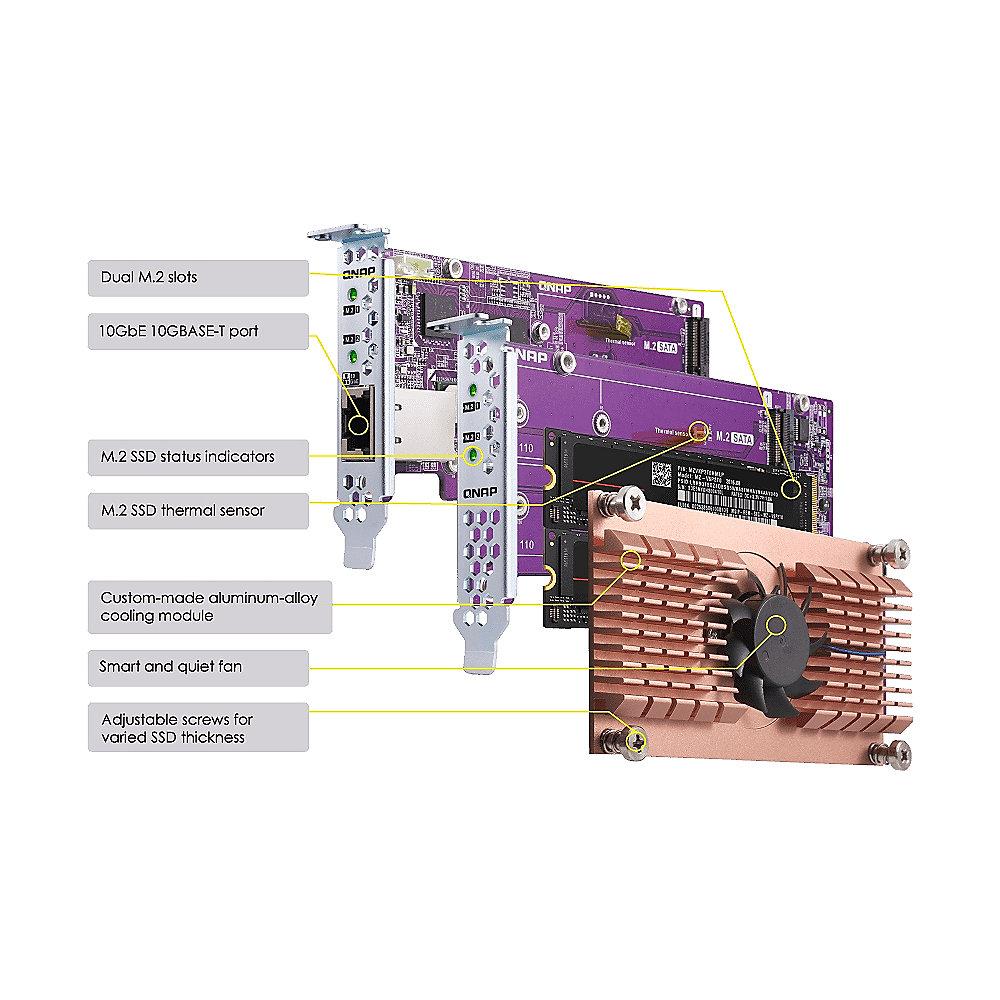 QNAP QM2 Card QM2-2S10G1T Dual-M.2-2280-SATA-SSD-Singleport-10GbE expansion card