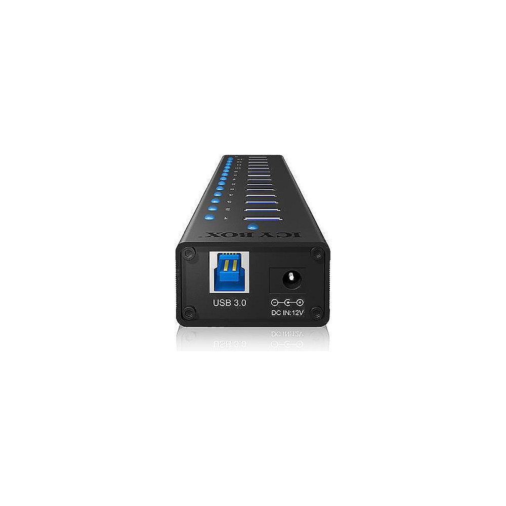 RaidSonic Icy Box IB-AC6113 13-Port USB 3.0 Hub mit USB Ladeport schwarz