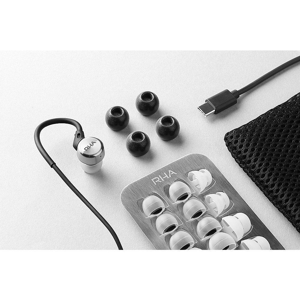 RHA MA750 Wireless Bluetooth In-Ear-Kopfhörer mit Hi-Res- Schwarz/Silber aptx