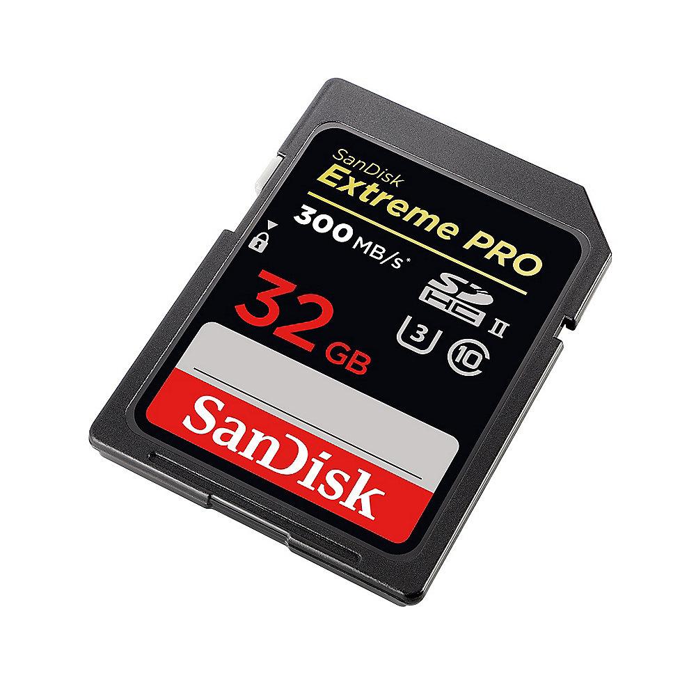 SanDisk Extreme Pro 32 GB SDHC Speicherkarte (300 MB/s, UHS-II, U3), SanDisk, Extreme, Pro, 32, GB, SDHC, Speicherkarte, 300, MB/s, UHS-II, U3,