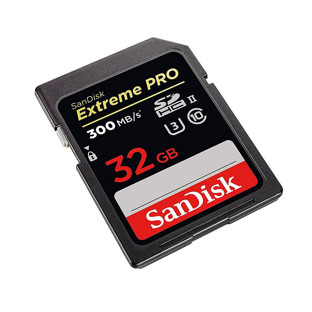 SanDisk Extreme Pro 32 GB SDHC Speicherkarte (300 MB/s, UHS-II, U3), SanDisk, Extreme, Pro, 32, GB, SDHC, Speicherkarte, 300, MB/s, UHS-II, U3,