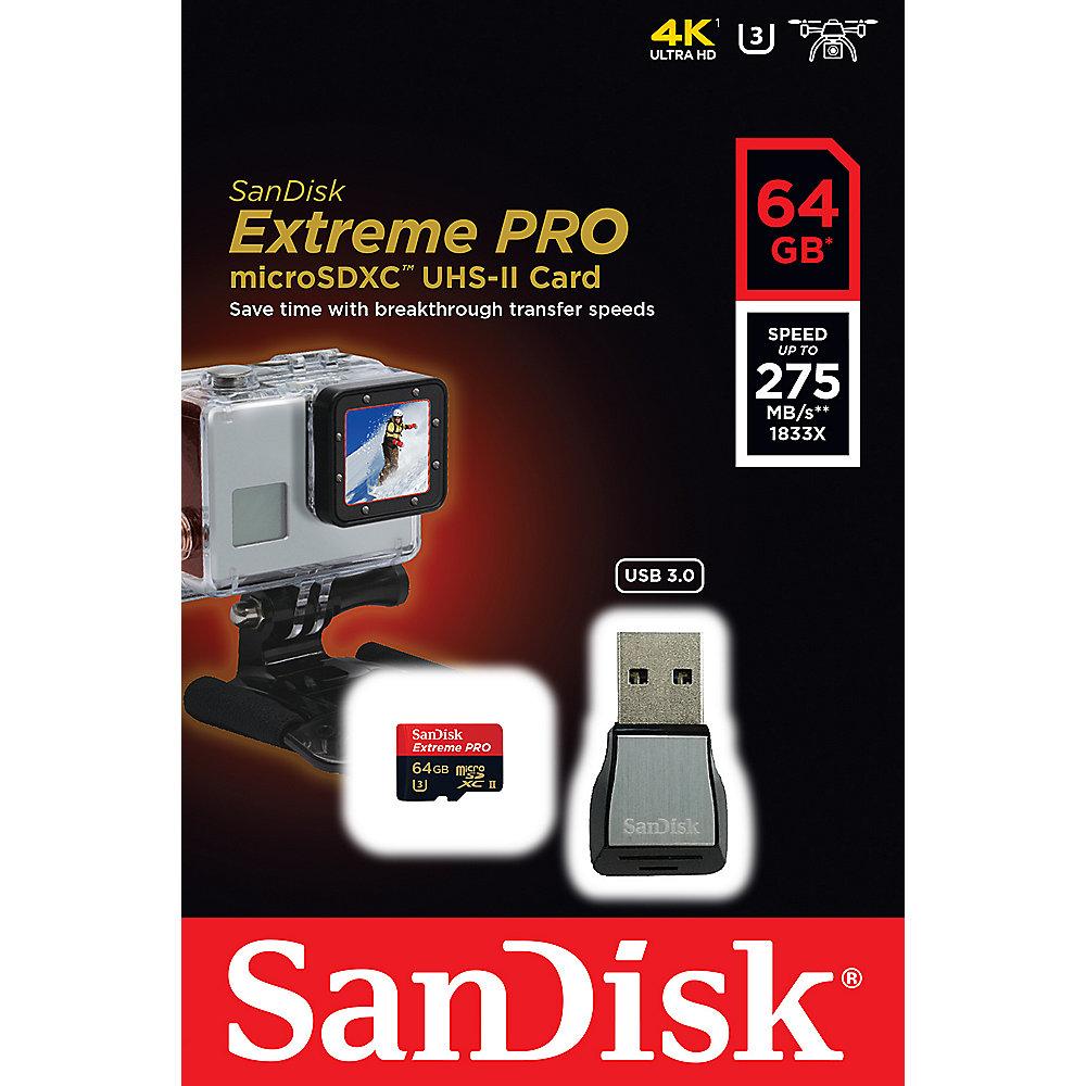 SanDisk Extreme Pro 64 GB microSDXC Speicherkarte (270 MB/s, UHS-II, U3), SanDisk, Extreme, Pro, 64, GB, microSDXC, Speicherkarte, 270, MB/s, UHS-II, U3,