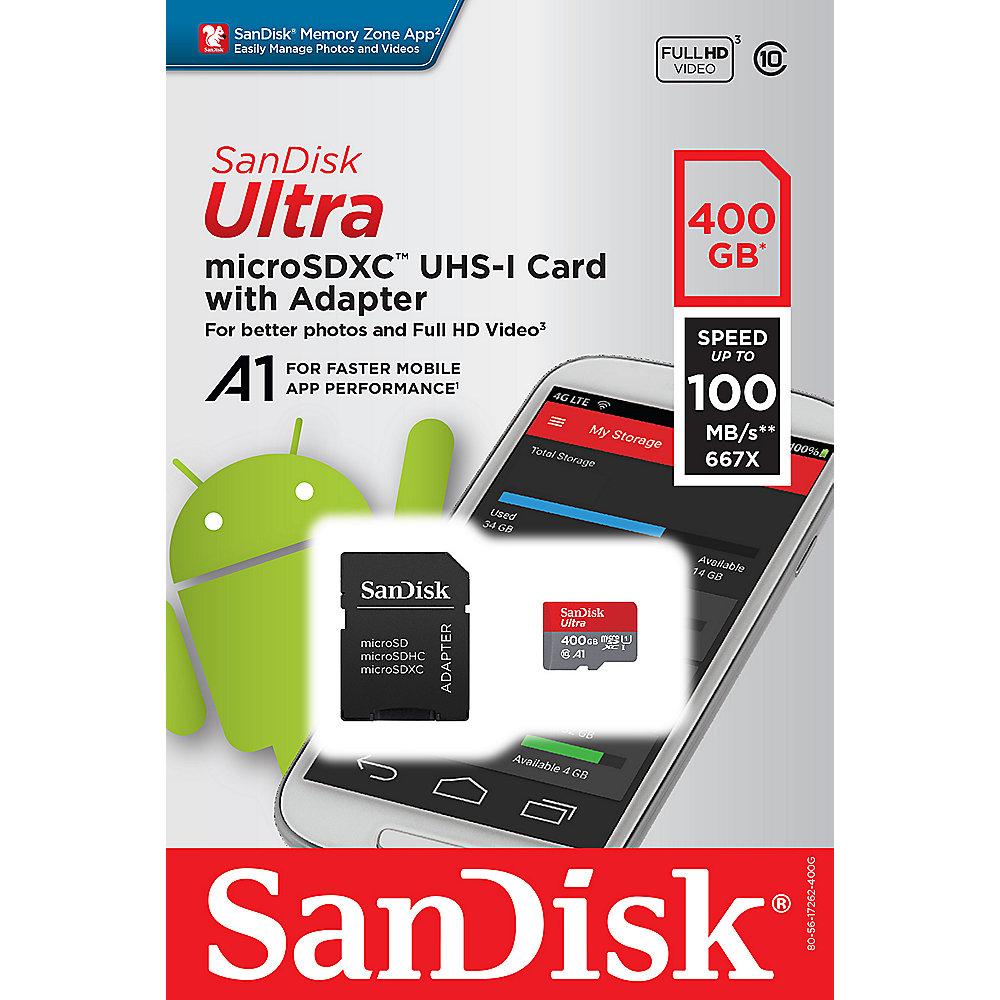 SanDisk Ultra 400 GB microSDXC Speicherkarte Kit (100 MB/s, Class 10, U1, A1)