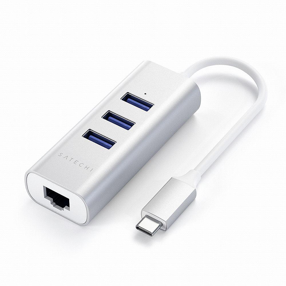 Satechi Type-C 2-in-1 3 Port USB 3.0 Hub & Ethernet silber