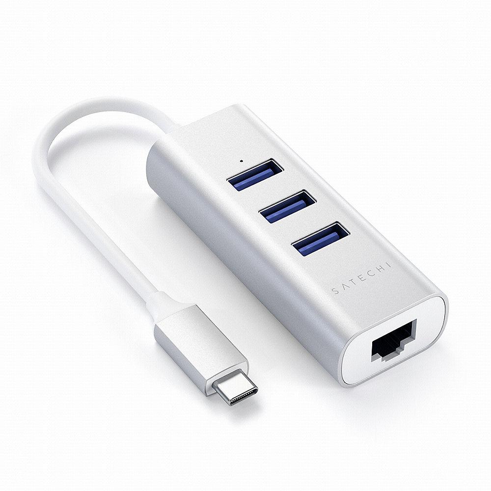 Satechi Type-C 2-in-1 3 Port USB 3.0 Hub & Ethernet silber