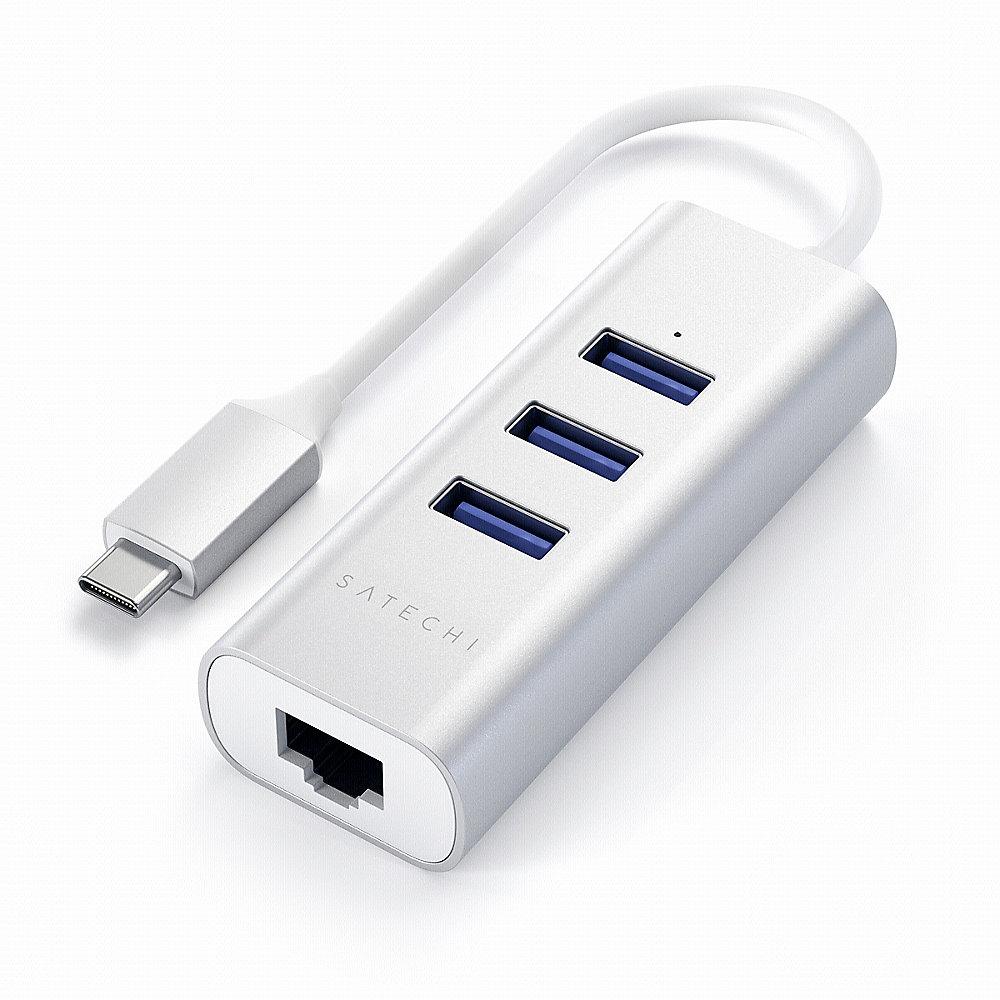 Satechi Type-C 2-in-1 3 Port USB 3.0 Hub & Ethernet silber