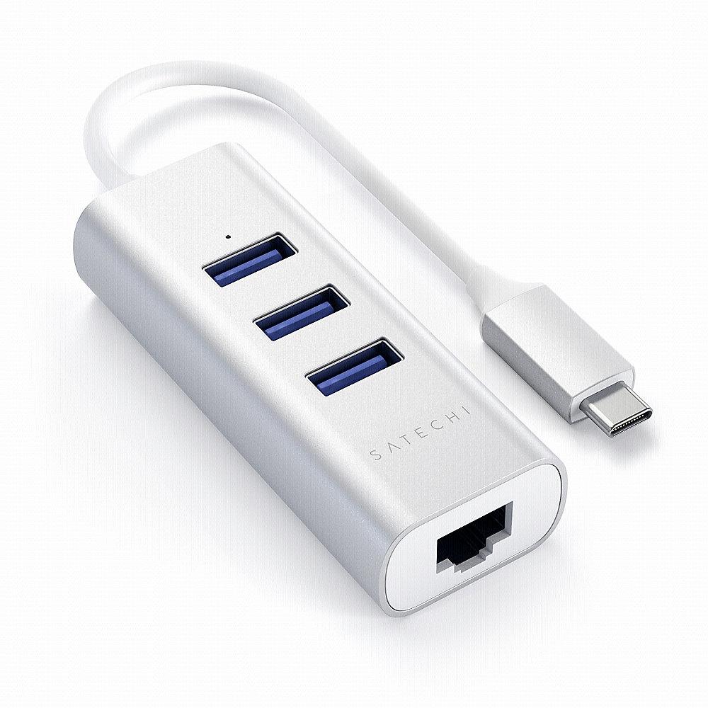 Satechi Type-C 2-in-1 3 Port USB 3.0 Hub & Ethernet silber