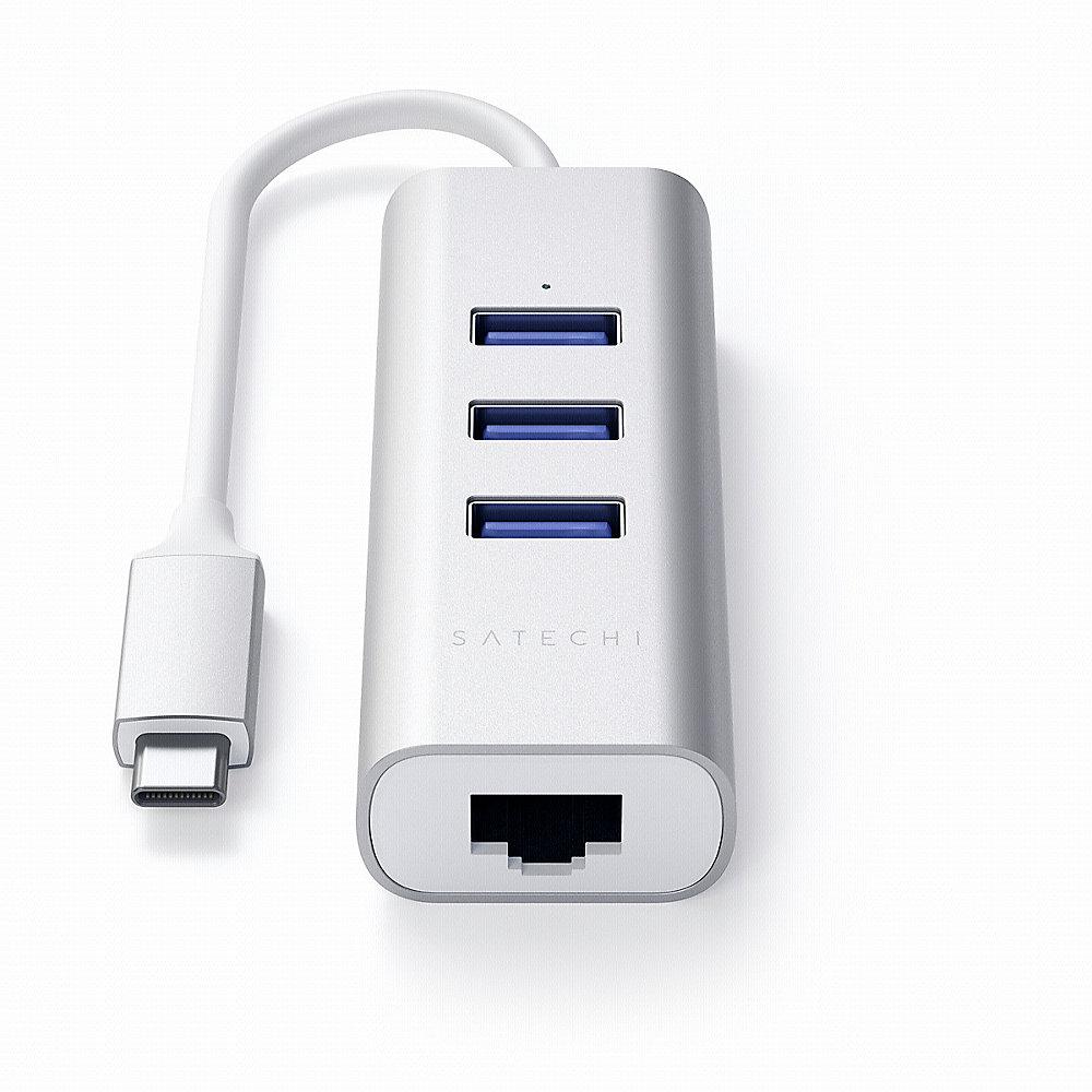 Satechi Type-C 2-in-1 3 Port USB 3.0 Hub & Ethernet silber