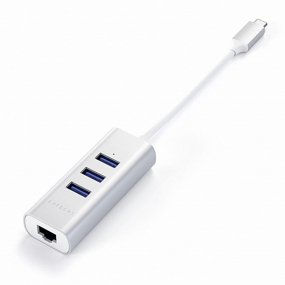 Satechi Type-C 2-in-1 3 Port USB 3.0 Hub & Ethernet silber