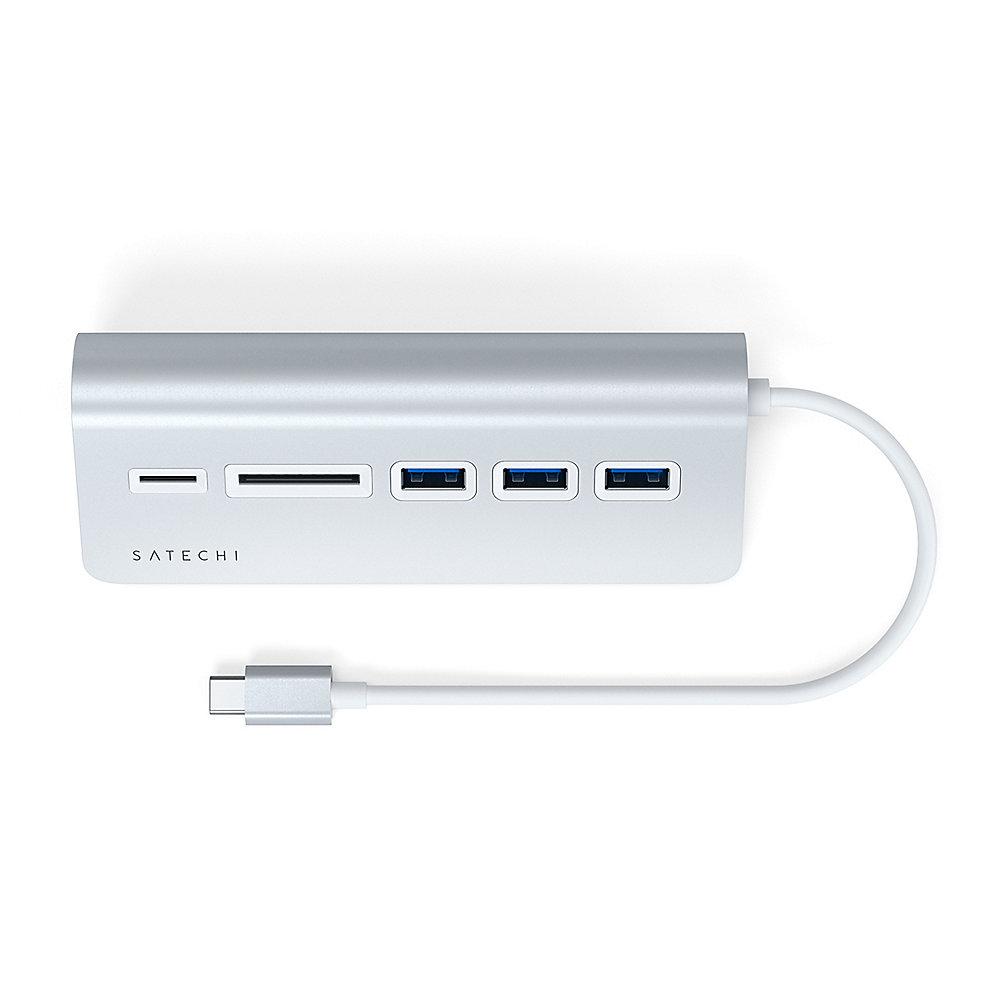 Satechi Type-C Aluminium USB Hub & Card Reader silber