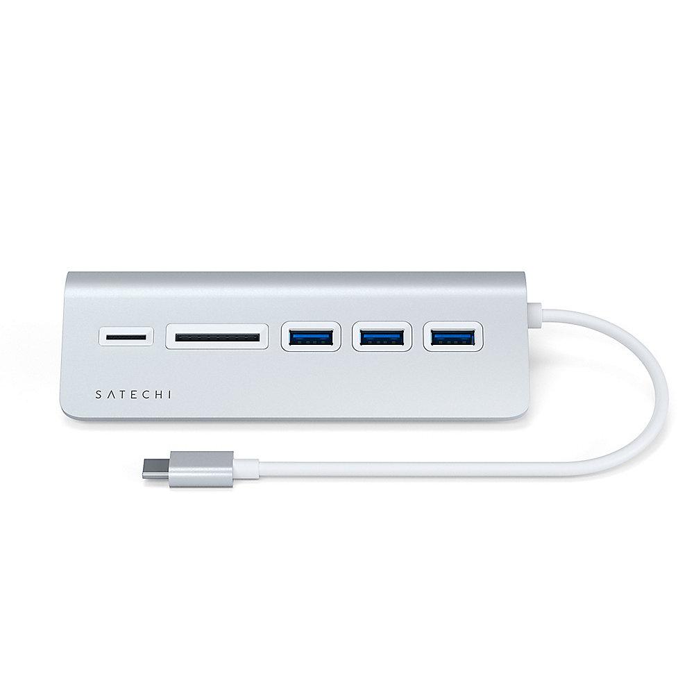 Satechi Type-C Aluminium USB Hub & Card Reader silber