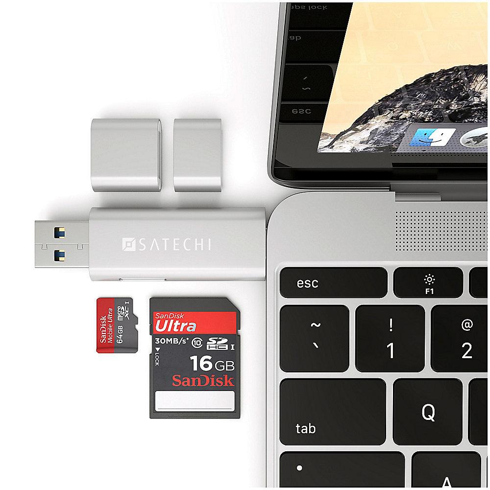 Satechi USB-C USB 3.0 und Micro/SD Card Reader Silber