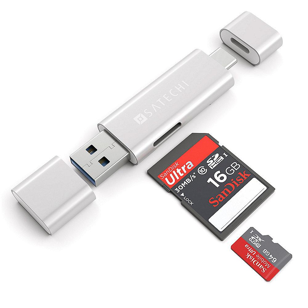 Satechi USB-C USB 3.0 und Micro/SD Card Reader Silber