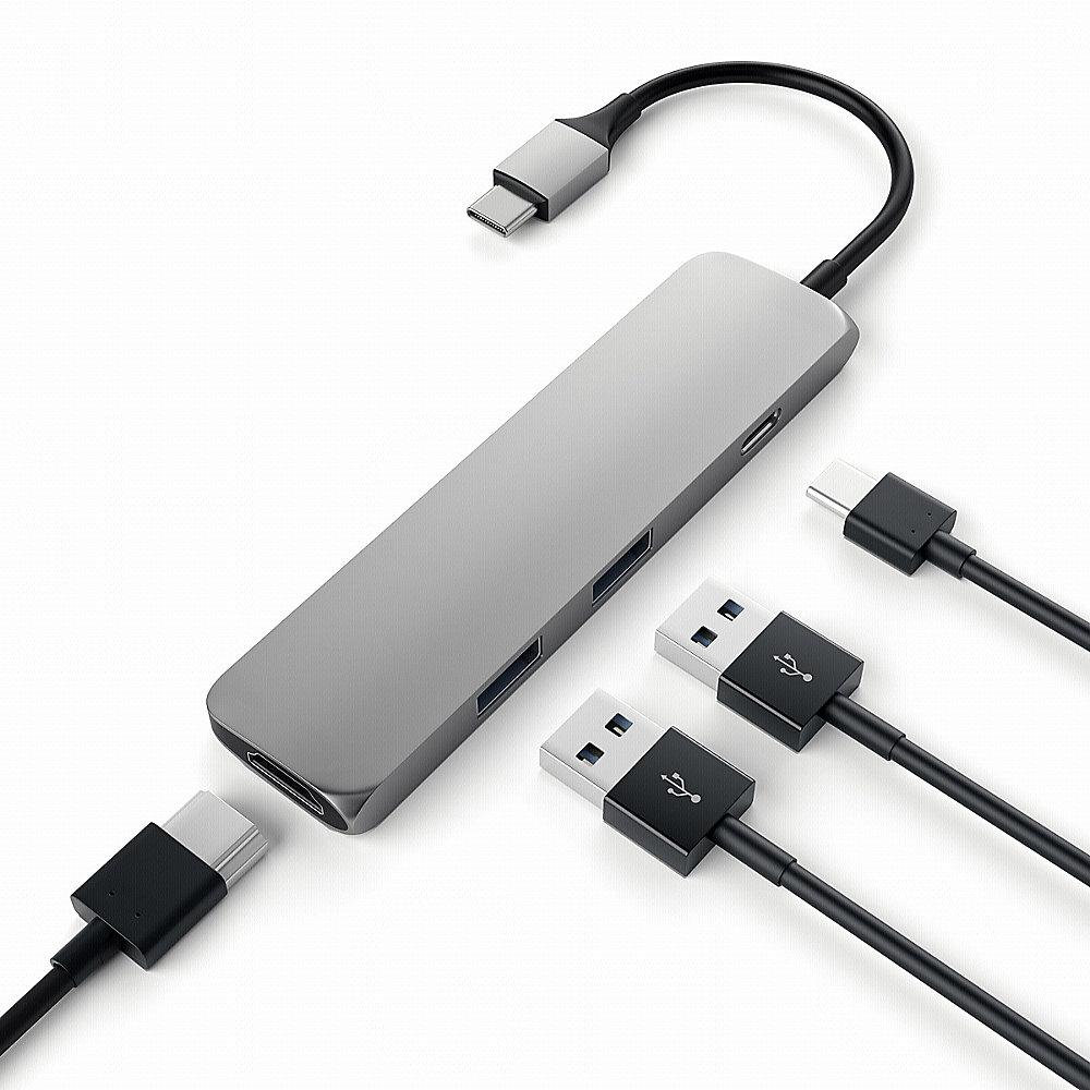 Satechi USB3.0 Typ C Stecker auf 1x HDMI 2x USB Typ A Hub Adapter space grau, Satechi, USB3.0, Typ, C, Stecker, 1x, HDMI, 2x, USB, Typ, A, Hub, Adapter, space, grau