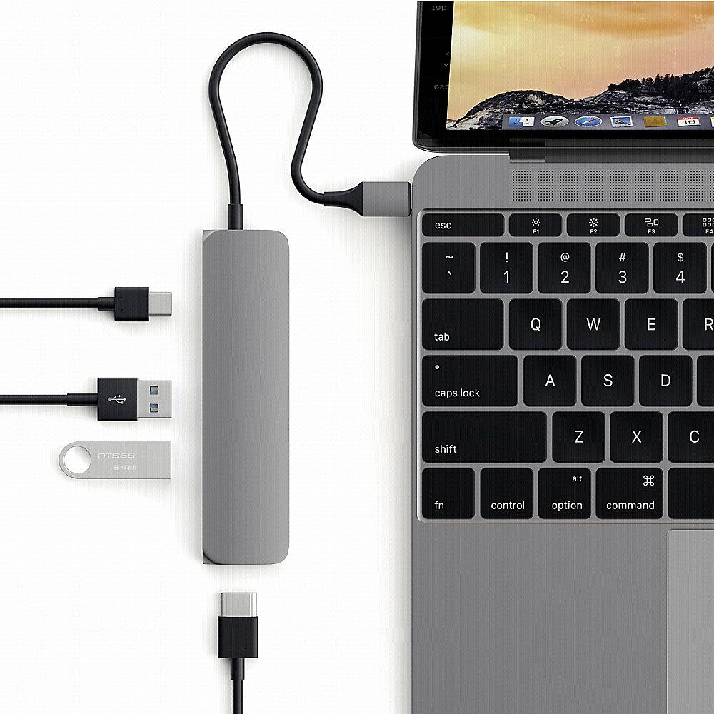 Satechi USB3.0 Typ C Stecker auf 1x HDMI 2x USB Typ A Hub Adapter space grau