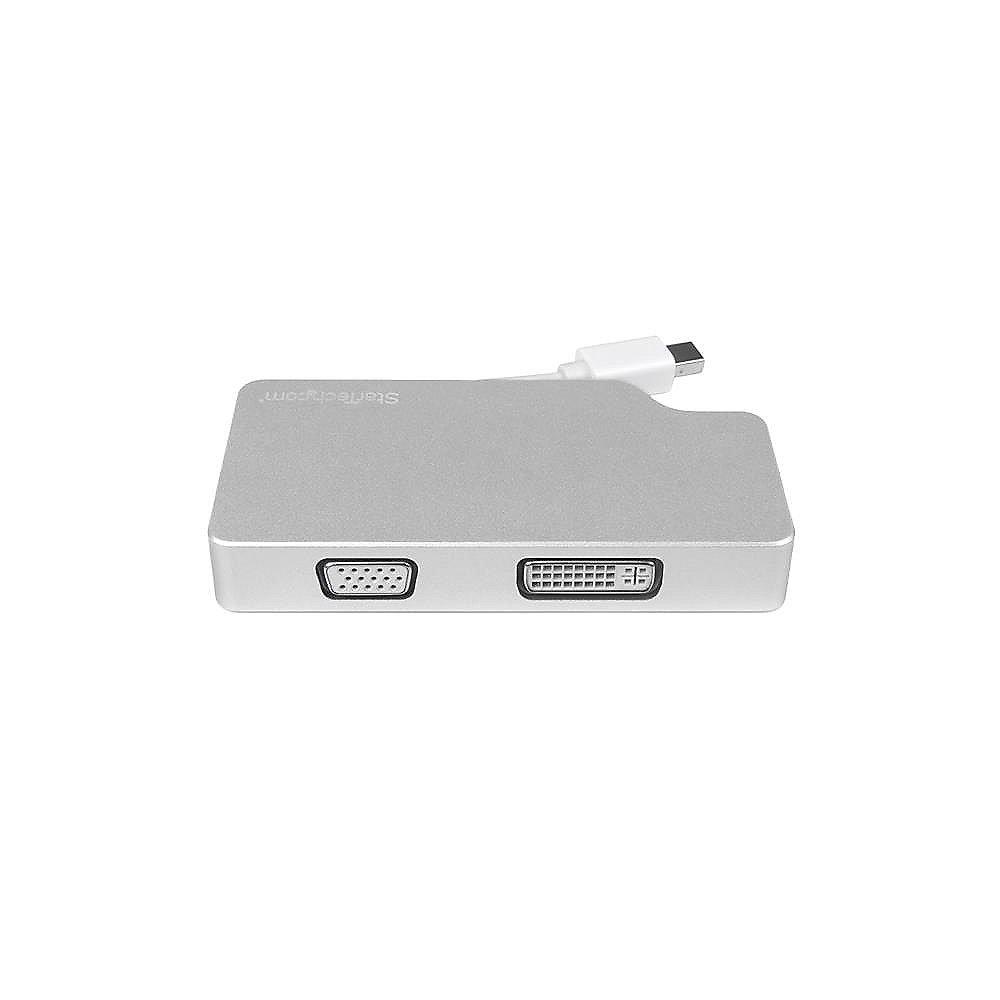 Startech 3-in1 Mini DisplayPort Adapter zu HDMI/DVI/VGA 4K Alu silber, Startech, 3-in1, Mini, DisplayPort, Adapter, HDMI/DVI/VGA, 4K, Alu, silber
