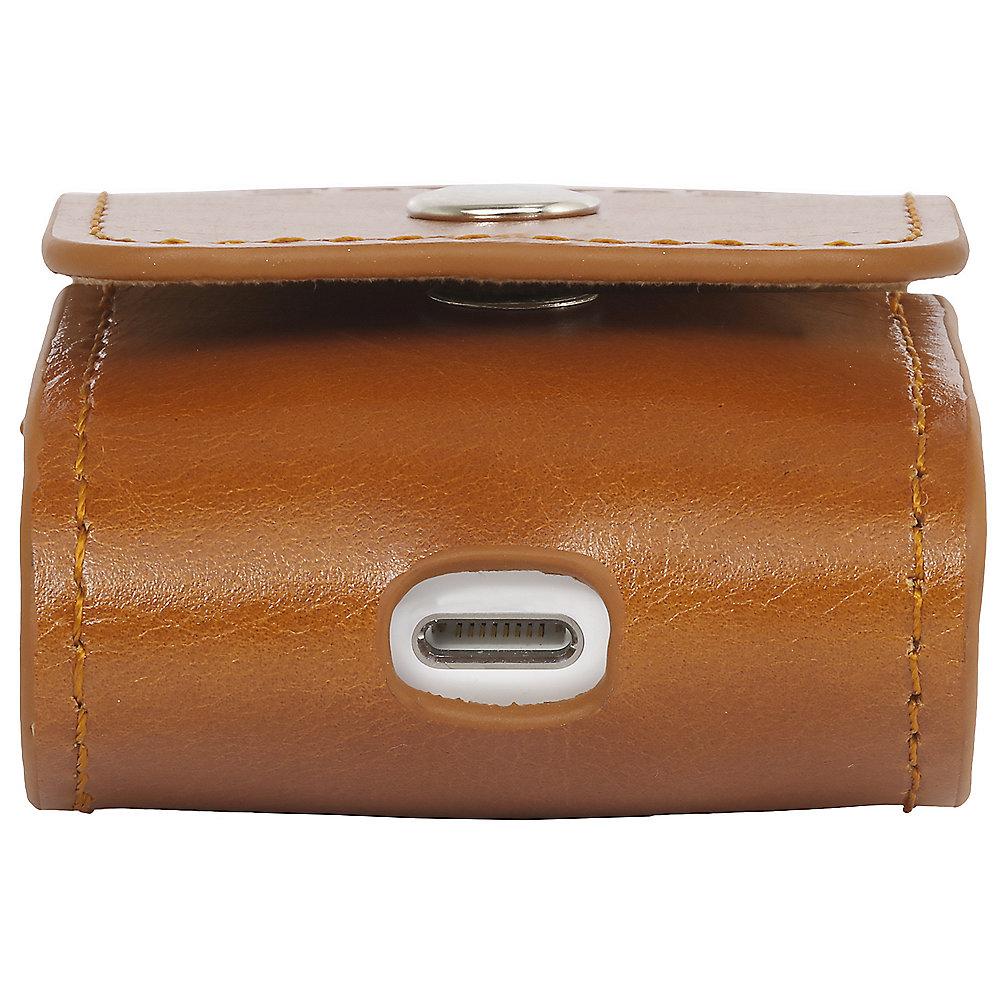 StilGut AirPod Case mit Lederband & Karabiner cognac