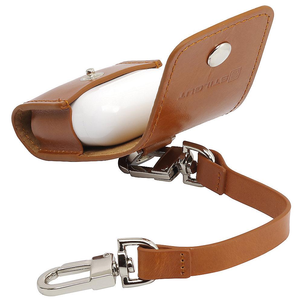 StilGut AirPod Case mit Lederband & Karabiner cognac