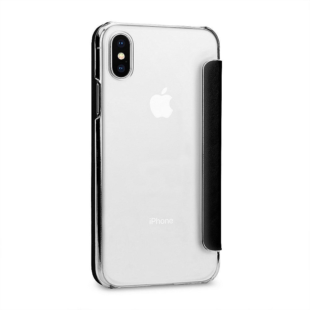StilGut Book Type mit NFC/RFID Blocker für Apple iPhone X, schwarz/transparent