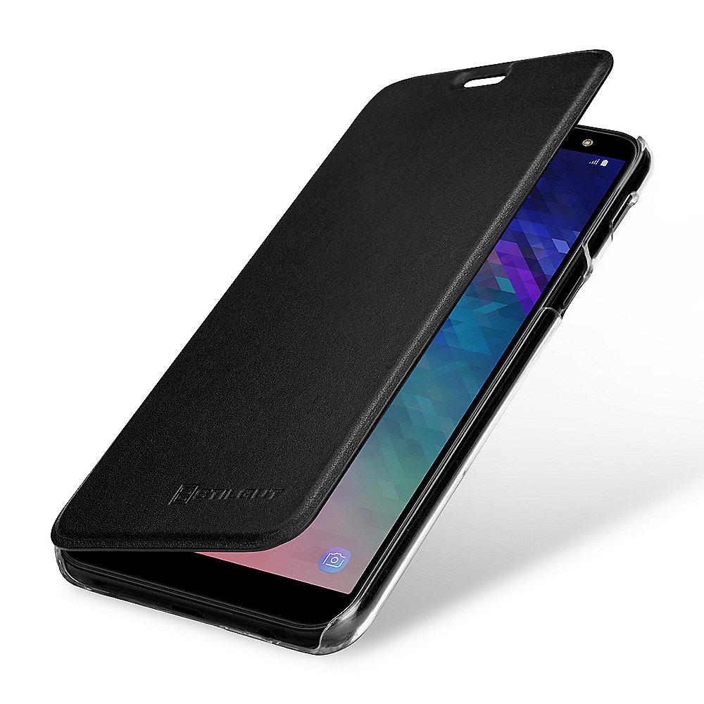 StilGut Book Type mit NFC/RFID Blocker für Samsung Galaxy A6 schwarz/transparent