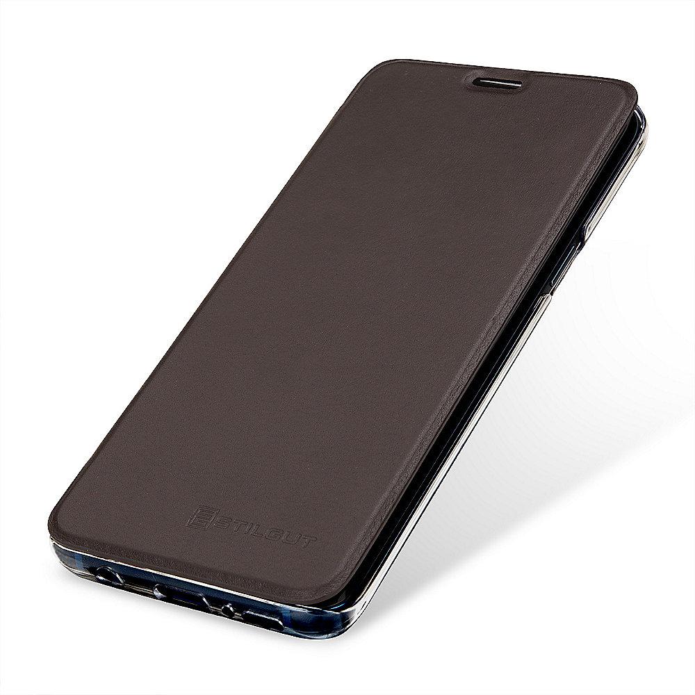 StilGut Book Type mit NFC/RFID Blocker für Samsung Galaxy S9 braun/transparent