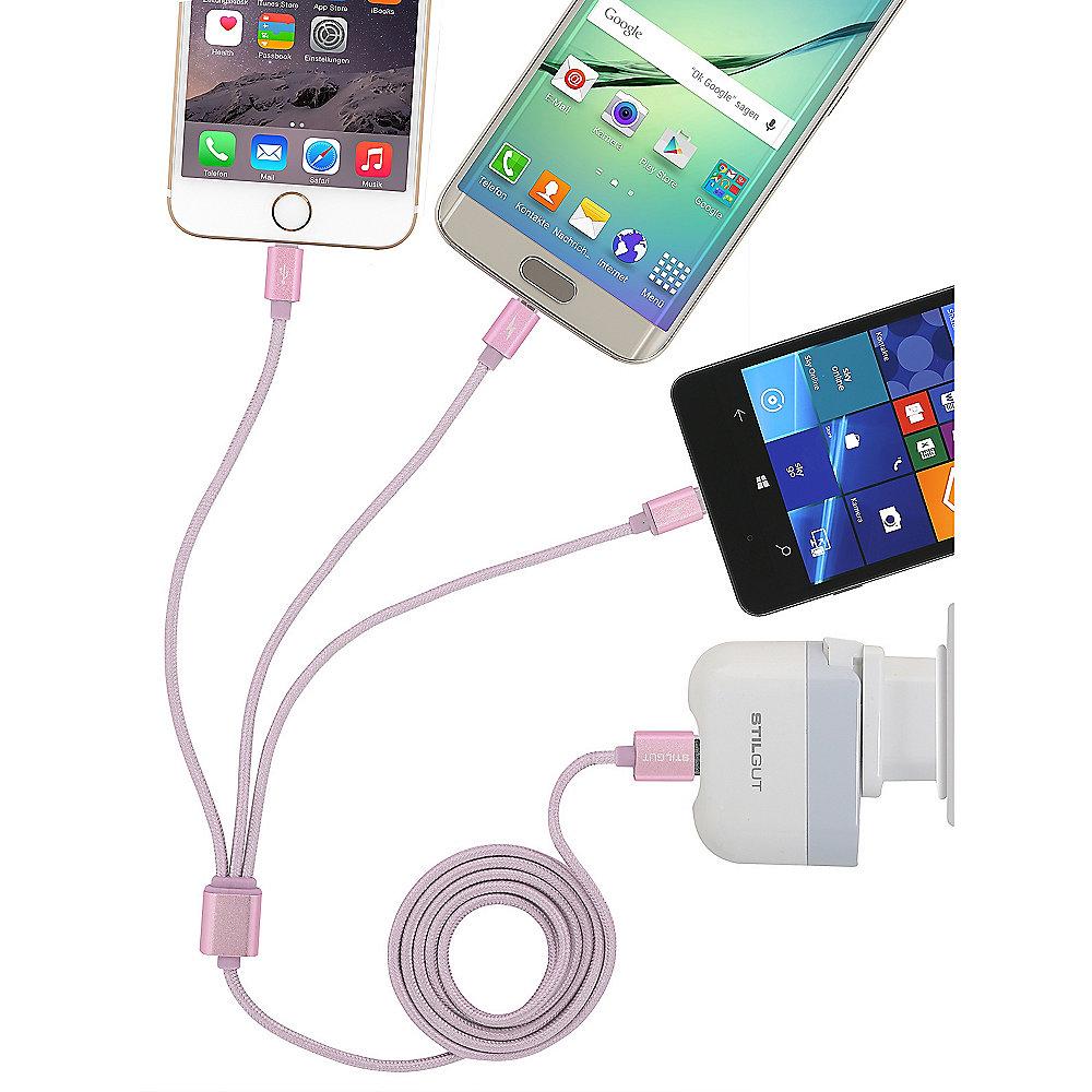 StilGut Ladekabel Magic Trio (USB-C, Lightning, Micro-USB), roségold, StilGut, Ladekabel, Magic, Trio, USB-C, Lightning, Micro-USB, roségold