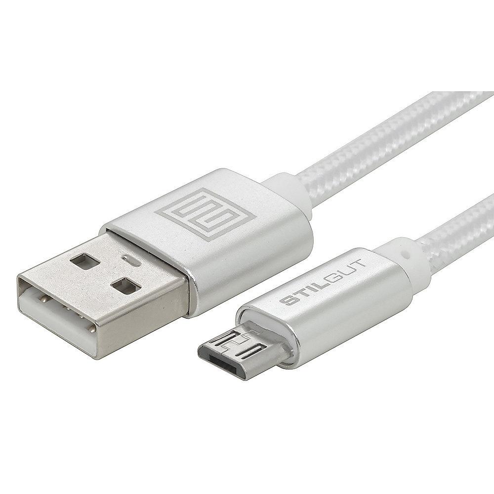 StilGut Premium Micro-USB Kabel 1m, silber, StilGut, Premium, Micro-USB, Kabel, 1m, silber