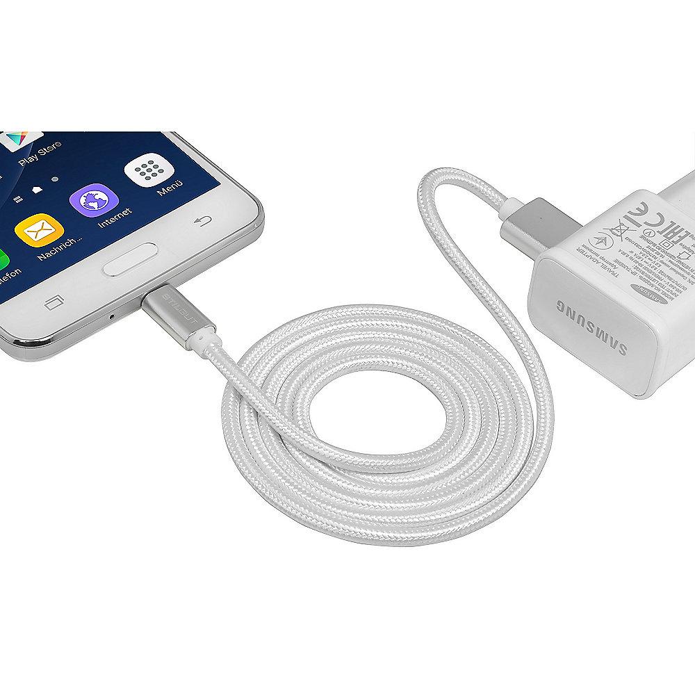 StilGut Premium Micro-USB Kabel 1m, silber, StilGut, Premium, Micro-USB, Kabel, 1m, silber
