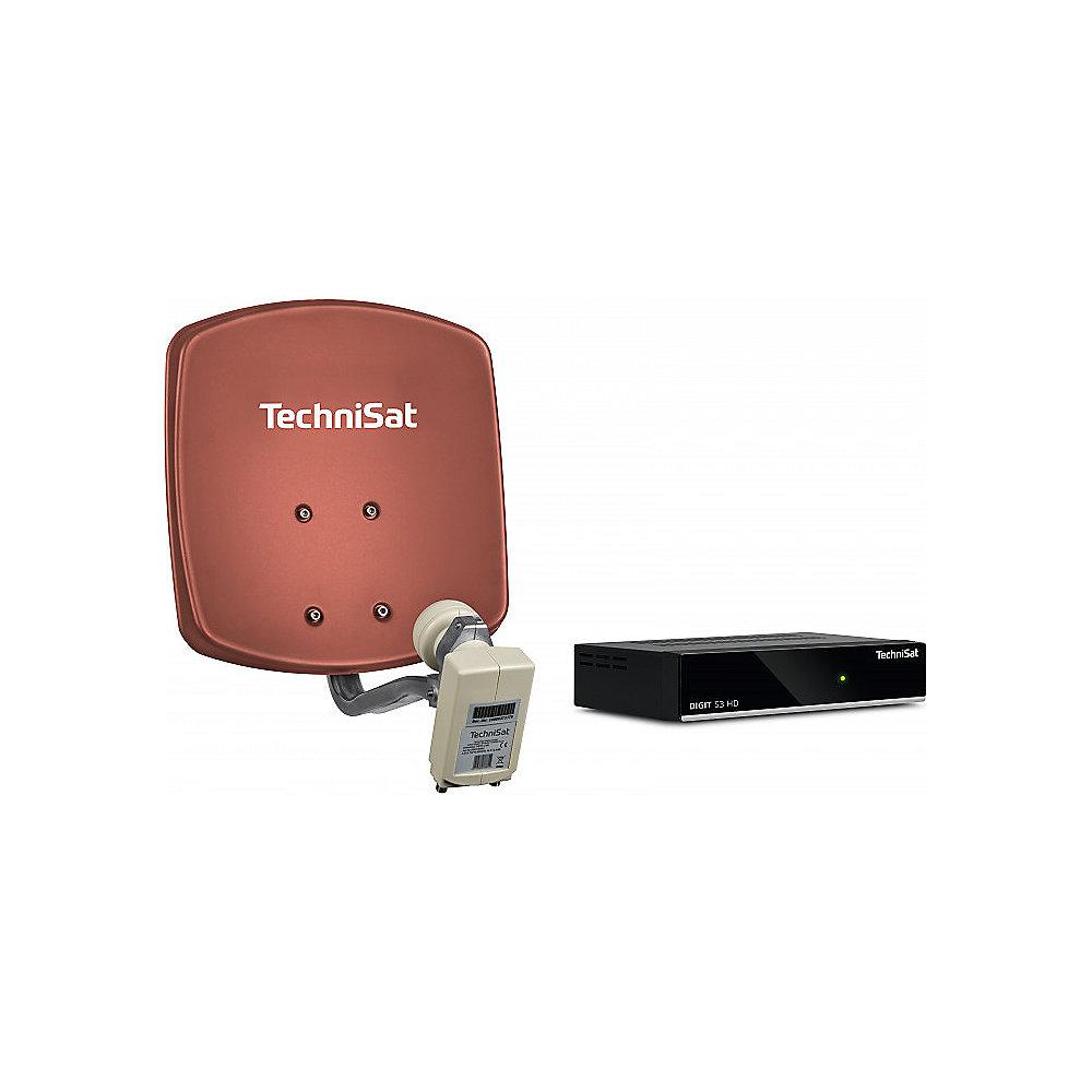 TechniSat DigiDish 33 rot Komplettanlage (Twin) inkl. DIGIT S3 HD, 10 m Kabel