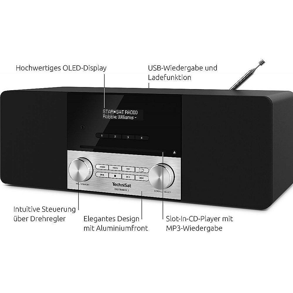 TechniSat DIGITRADIO 3 schwarz/silber CD UKW/DAB  Stereo Bluetooth, TechniSat, DIGITRADIO, 3, schwarz/silber, CD, UKW/DAB, Stereo, Bluetooth