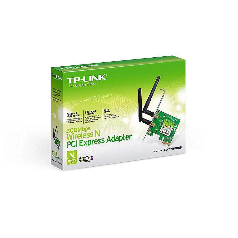 TP-LINK N300 TL-WN881ND 300Mbit WLAN-n PCIe Adapter, TP-LINK, N300, TL-WN881ND, 300Mbit, WLAN-n, PCIe, Adapter