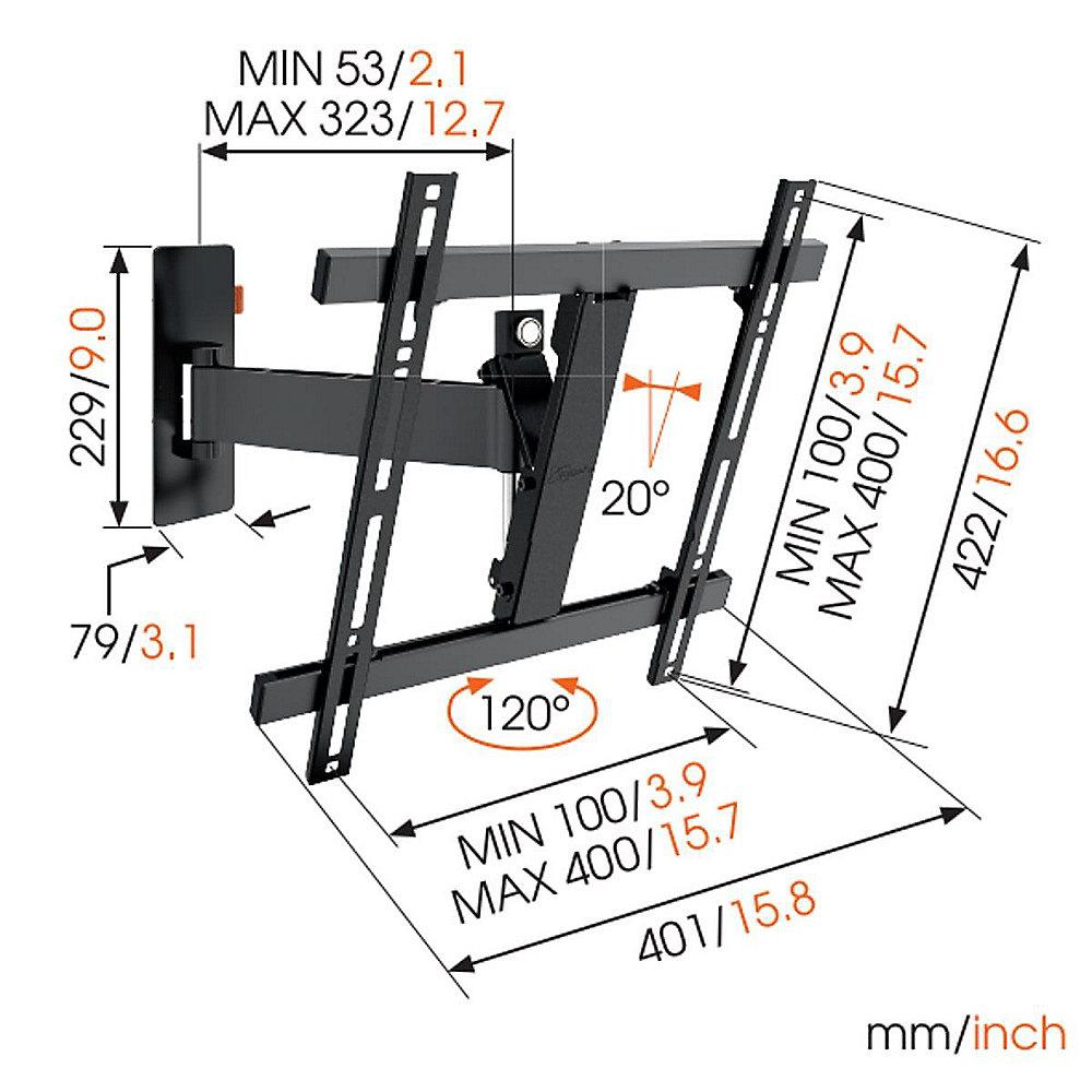 Vogels WALL 3225 Wandhalterung - VESA 100x100 bis 400x400 mm schwarz, Vogels, WALL, 3225, Wandhalterung, VESA, 100x100, bis, 400x400, mm, schwarz