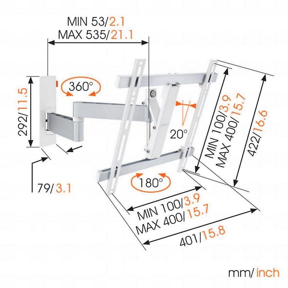 Vogels WALL 3245 Wandhalterung - VESA 100x100 bis 400x400 mm weiß