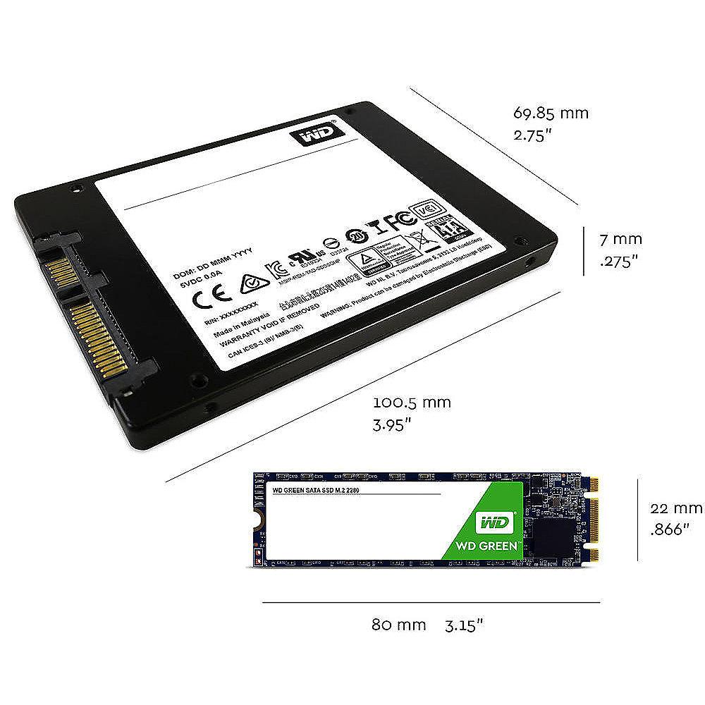 WD Green 2D NAND TLC SATA-SSD 120GB 6GB/s M.2 2280