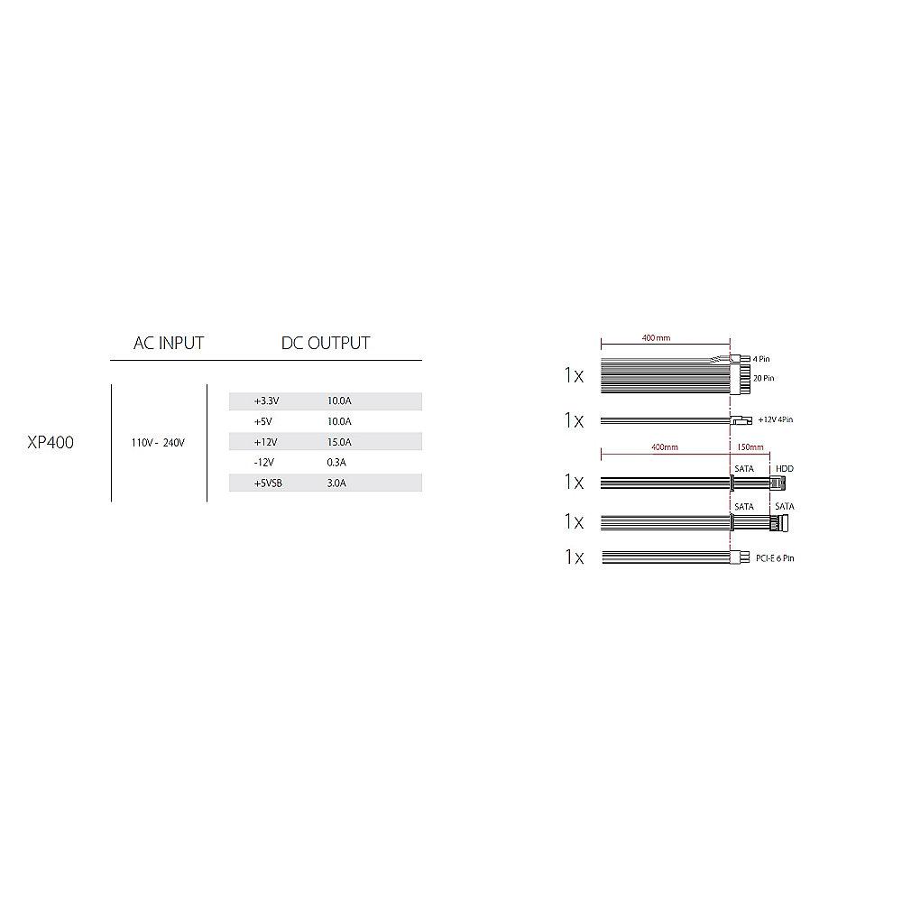 XILENCE Performance C XP400 Netzteil 400 Watt ATX 2.31 ErP 120mm Lüfter, XILENCE, Performance, C, XP400, Netzteil, 400, Watt, ATX, 2.31, ErP, 120mm, Lüfter