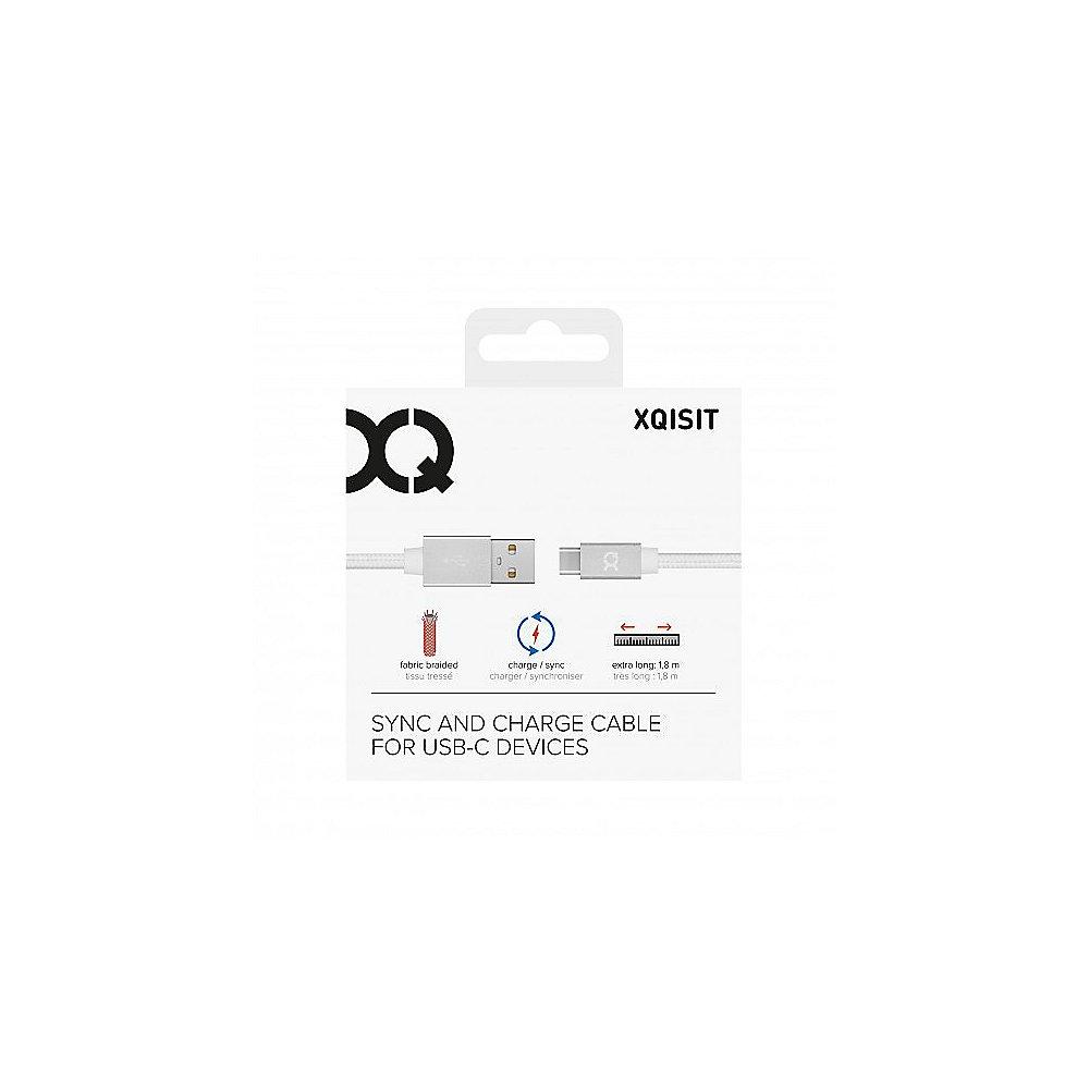 xqisit Charge & Sync Cotton USB-C zu USB-A Kabel 1,8m weiß