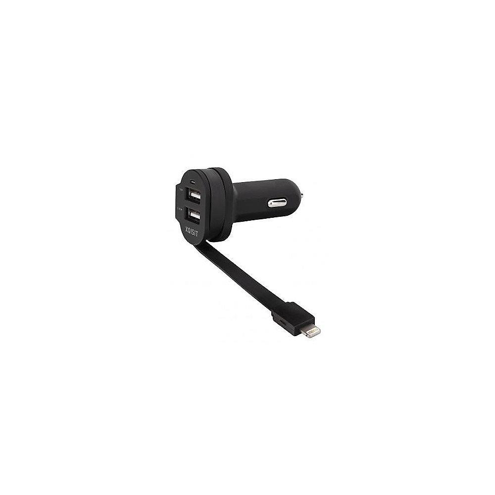 xqisit Dualer Kfz-Lader 6A Lightning/USB schwarz