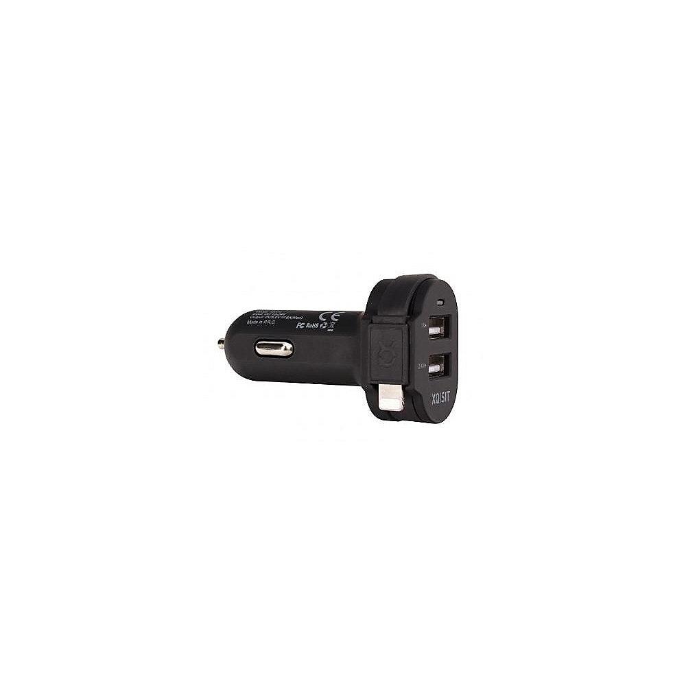 xqisit Dualer Kfz-Lader 6A Lightning/USB schwarz