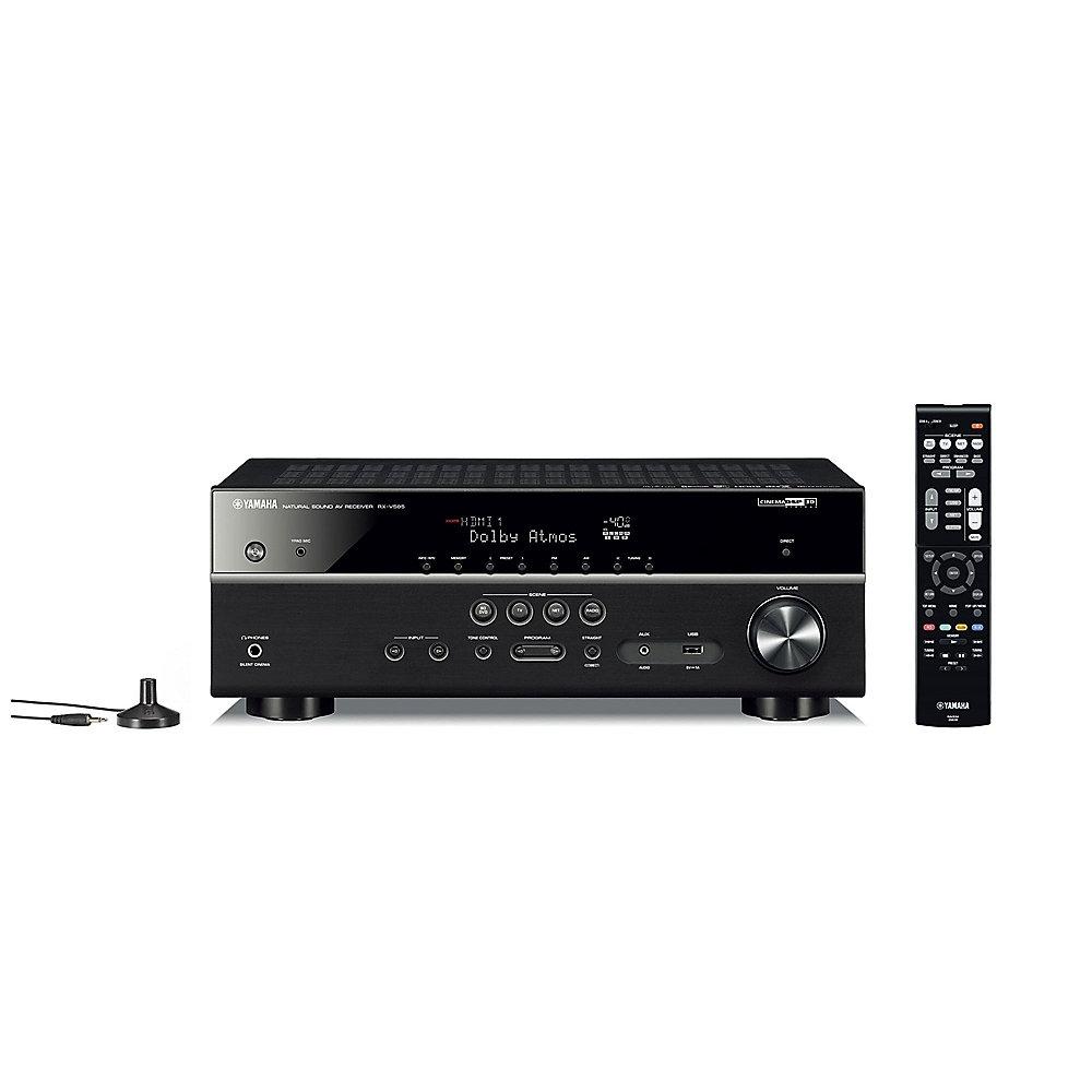 Yamaha Multiroom-Set RX-V585 7.2 AV-Receiver   WX-021 Lautsprecher schwarz