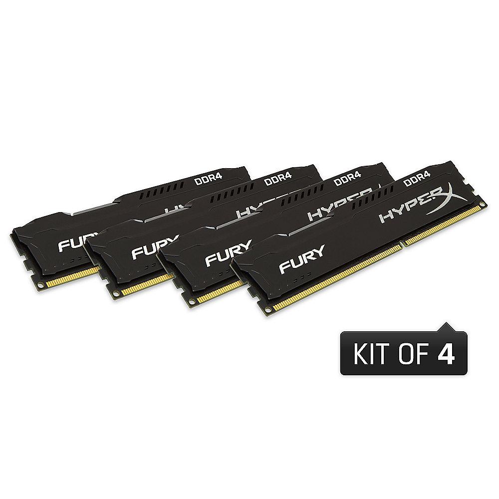 16GB (4x4GB) HyperX Fury schwarz DDR4-2400 CL15 RAM Kit