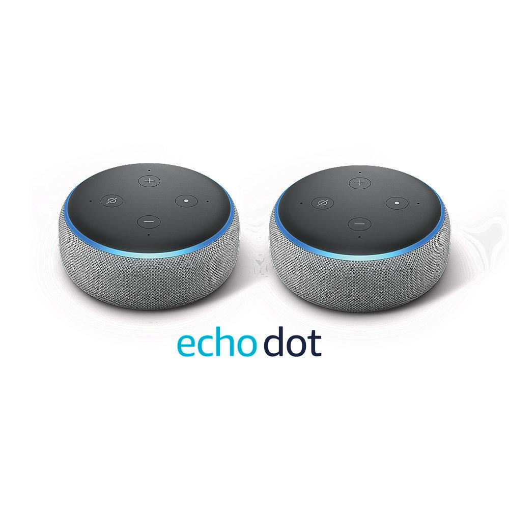 Amazon Echo Dot (3. Generation) - Doppelpack - Hellgrau Stoff, Amazon, Echo, Dot, 3., Generation, Doppelpack, Hellgrau, Stoff